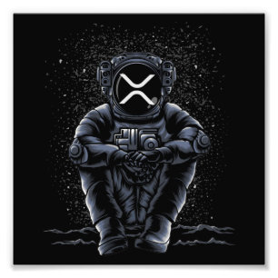 Astronaut Sitting Ripple XRP Crypto To The Moon Fotodruck