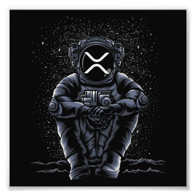 Astronaut Sitting Ripple XRP Crypto To The Moon Fotodruck (Vorne)
