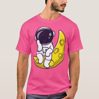 Astronaut sitzt auf dem Cartoon des Mondes T-Shirt