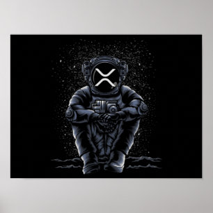 Astronaut sitzt Ripple XRP Krypto zum Mond Poster