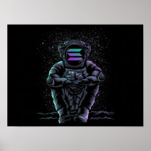 Astronaut sitzt Solana SOL zum Mondkrypto Poster