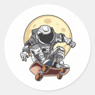 Astronaut Skate Runder Aufkleber