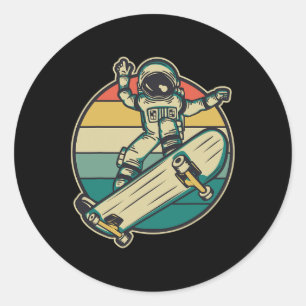 Astronaut Skateboard fahren Skateboard Runder Aufkleber