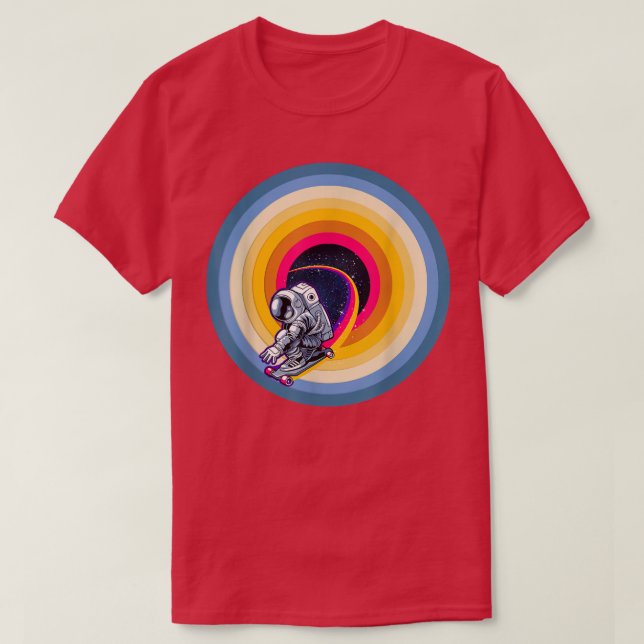 Astronaut Skateboard in Galaxy Skate Regenbogen Sk T-Shirt (Design vorne)