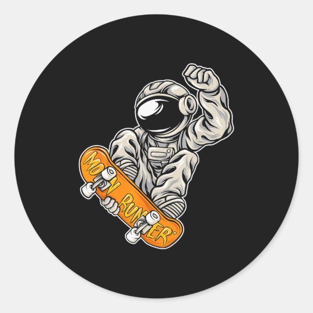 Astronaut Skateboarder, Skateboarding Lover, Astro Runder Aufkleber (Vorderseite)