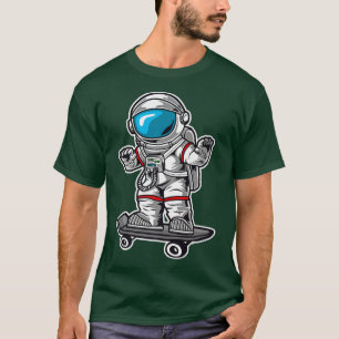 Astronaut Skating On Skateboard Kid Men Women Prem T-Shirt