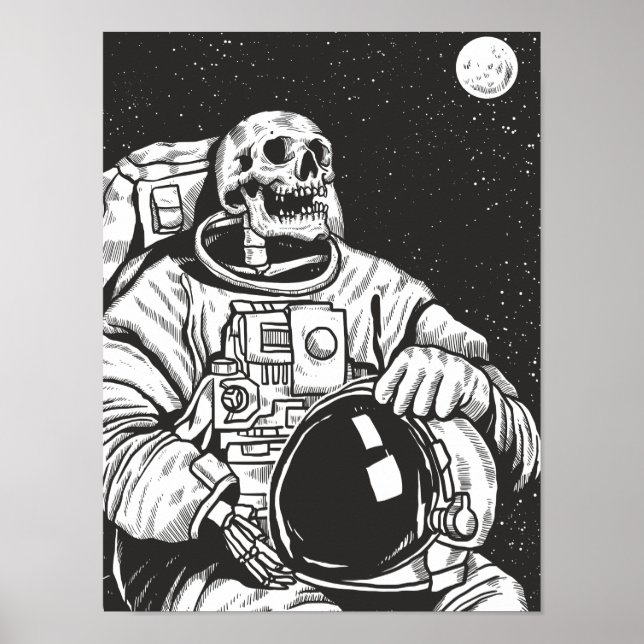 Astronaut Skeleton Spooky Skull Poster (Vorne)