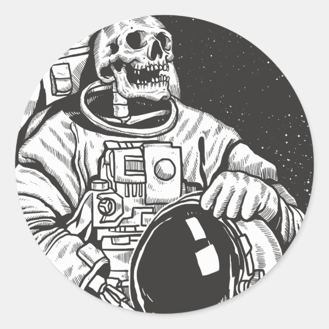 Astronaut Skeleton Spooky Skull Runder Aufkleber (Vorderseite)