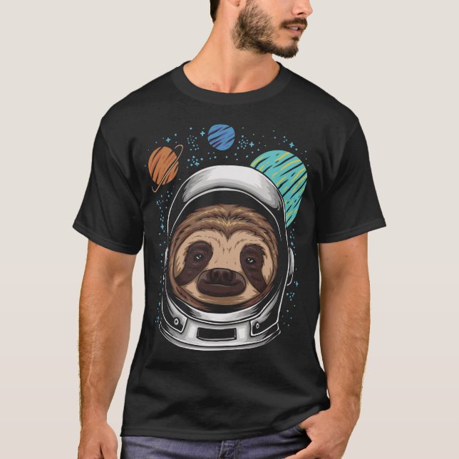 Astronaut Sloth Helmet Space T-Shirt (Vorderseite)