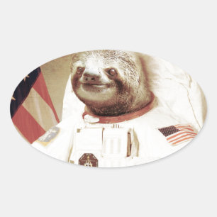 Astronaut Sloth Ovaler Aufkleber