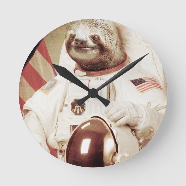 Astronaut Sloth Runde Wanduhr (Vorderseite)