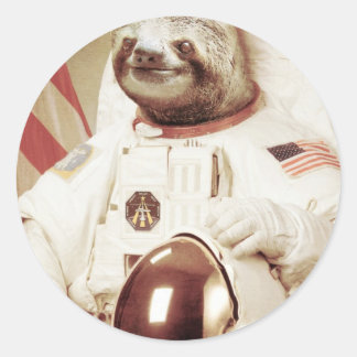Astronaut Sloth Runder Aufkleber
