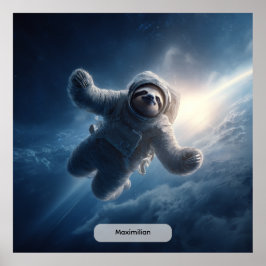 Astronaut Sloth Space Surreal Animal Personalized  Poster