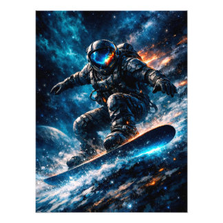 Astronaut Snowboarding Through Space Fotodruck