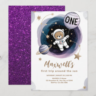 Astronaut Space 1. Geburtstag Einladung