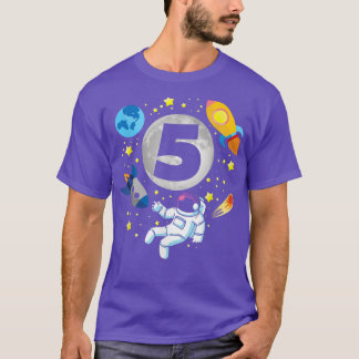 Astronaut Space 5th Bday 5 Years Old Bday Boy T-Shirt