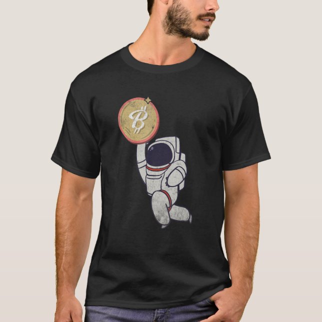 Astronaut Space B Bitcoin Krypto Art T-Shirt (Vorderseite)