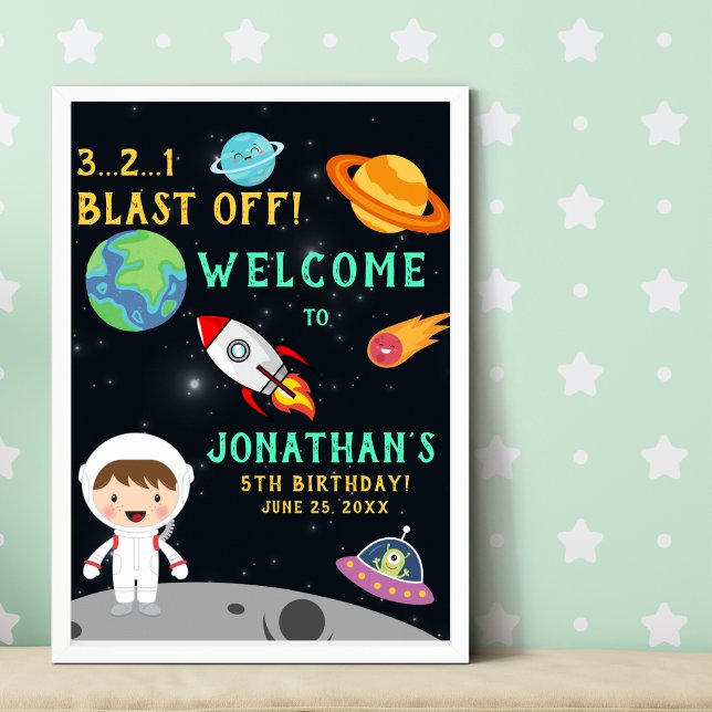 Astronaut Space Birthday Blast Off Theme" Poster (Von Creator hochgeladen)