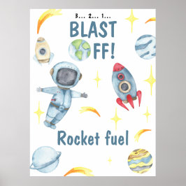 Astronaut Space Birthday Rocket Poster