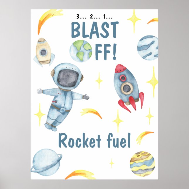 Astronaut Space Birthday Rocket Poster (Vorne)
