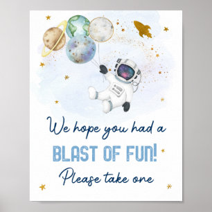 Astronaut Space Blue Gold Blase Spaß für Unterschr Poster