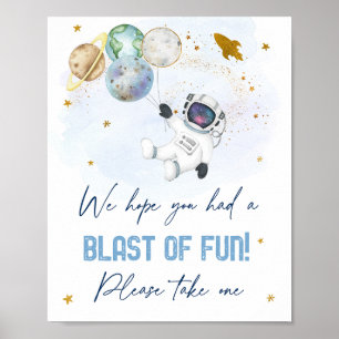 Astronaut Space Blue Gold Blase Spaß für Unterschr Poster