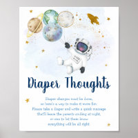 Astronaut Space Blue Gold Diaper Gedanken signiere