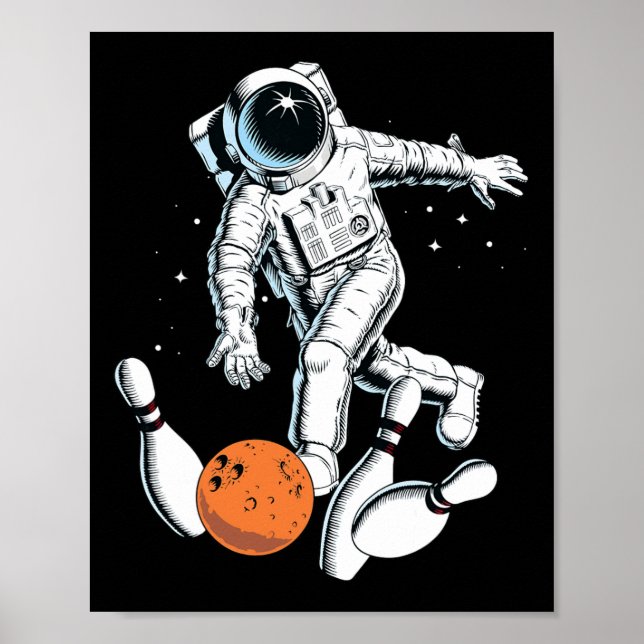 Astronaut Space Bowling Cool Astronaut Bowling Lov Poster (Vorne)