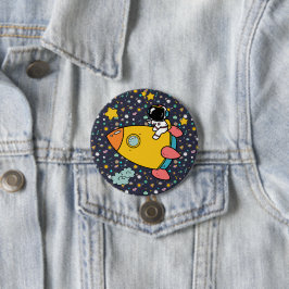 Astronaut Space Cartoon Button