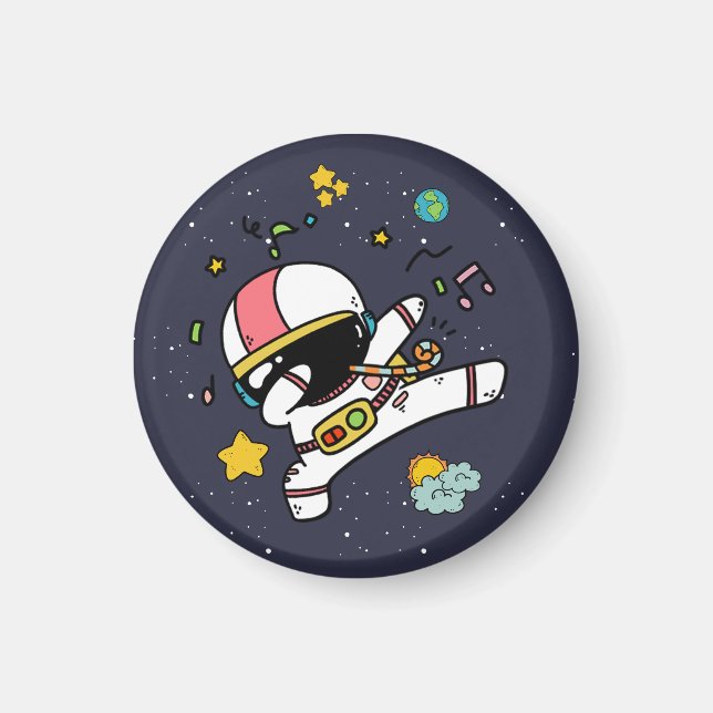 Astronaut Space Cartoon Magnet (Vorne)
