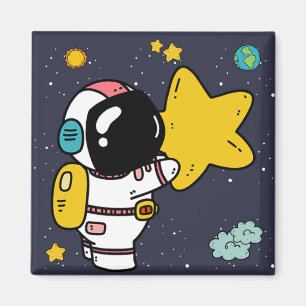 Astronaut Space Cartoon Magnet