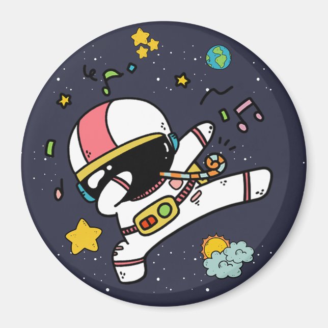Astronaut Space Cartoon Magnet (Vorne)