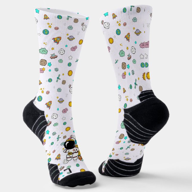 Astronaut Space Cartoon Socken (Gewinkelt)