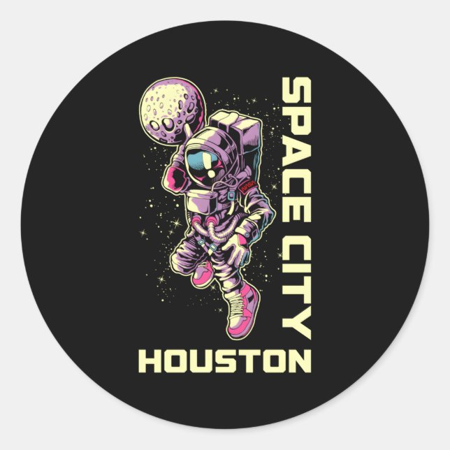 Astronaut Space City Dunk Houston Texas Runder Aufkleber (Vorderseite)