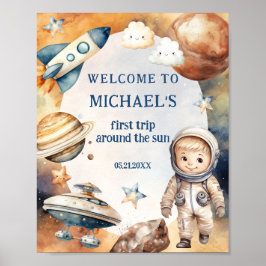 Astronaut Space Erste Reise um die Sonne Willkomme Poster