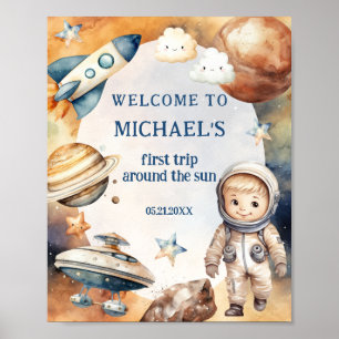 Astronaut Space Erste Reise um die Sonne Willkomme Poster