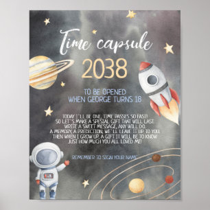 Astronaut Space Galaxy Time Kapselsign Card Poster