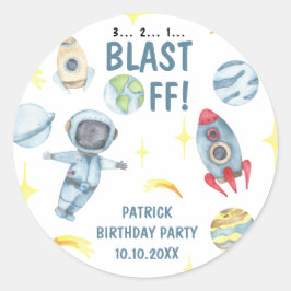 Astronaut Space Geburtstagsparty Runder Aufkleber