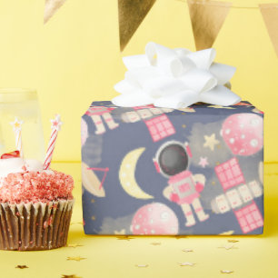 Astronaut Space Girl Pattern Geschenkpapier