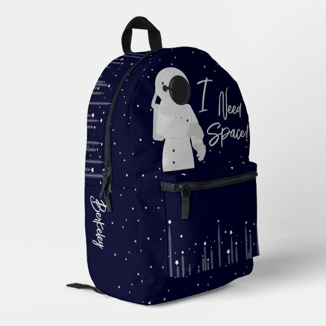 Astronaut Space Pun Teen Name Bedruckter Rucksack (Rückseitige Ecke links)