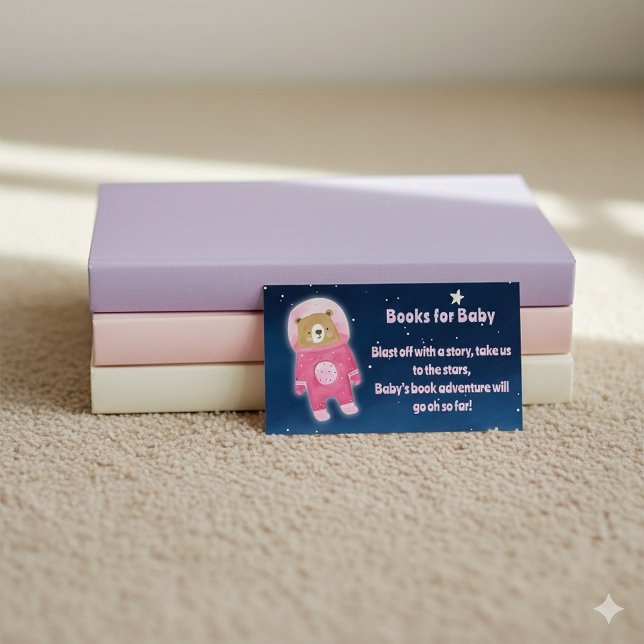 Astronaut Space Teddy Bärenbücher für Babyanfragen Begleitkarte (Pink books for baby teddy bear enclosure card.)