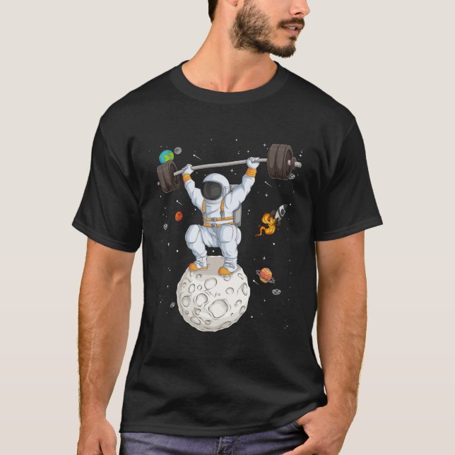 Astronaut Space Weightlifting Fitness Gym Workout  T-Shirt (Vorderseite)