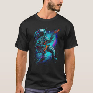 Astronaut spielt elektrische Gitarre im Weltraum T-Shirt