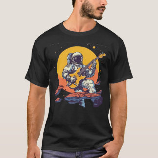 Astronaut spielt Gitarre im Weltraum T-Shirt