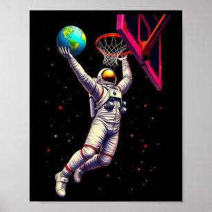 Astronaut spielt Sketll-Planeten Weltraum Poster