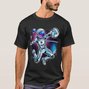 Astronaut Spiking Volleyball im All - Futuristisch T-Shirt