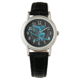 Astronaut springt um Saturn Artwork herum   Armbanduhr