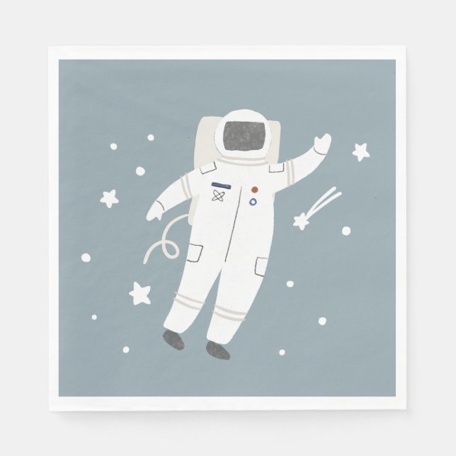 Astronaut & Stars Space Geburtstagsparty Napkins Serviette (Vorderseite)