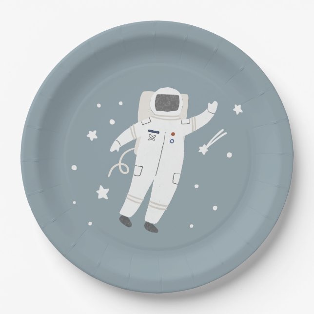 Astronaut & Stars Space Geburtstagsparty Pappteller (Vorderseite)