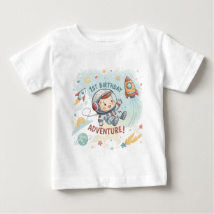 Astronaut Sterne Rakete Planet Junge 1. Geburtstag Baby T-shirt